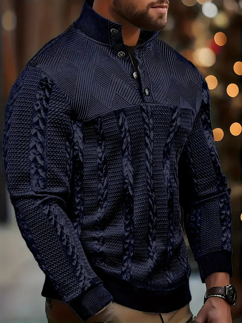 Dawson - Langærmet Henley Sweater Med Striber