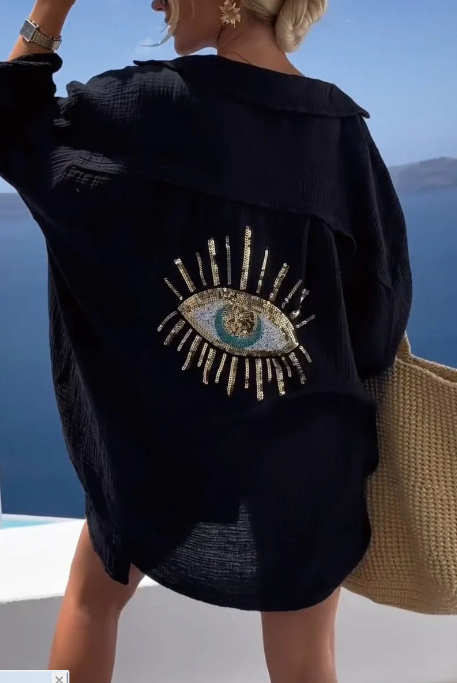 Selma | Blå Øje Skjorte i Bomuldsgaze