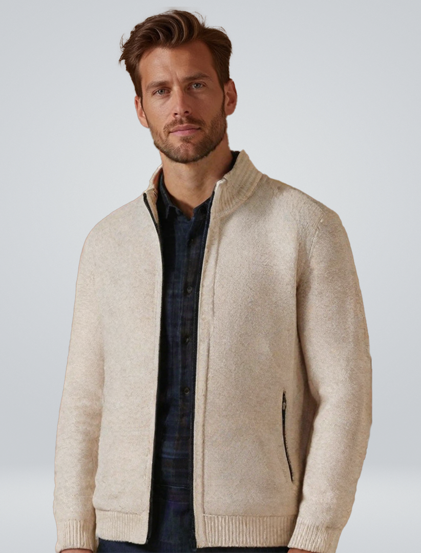 Ejner - Strikket vest med ternet mønster indeni