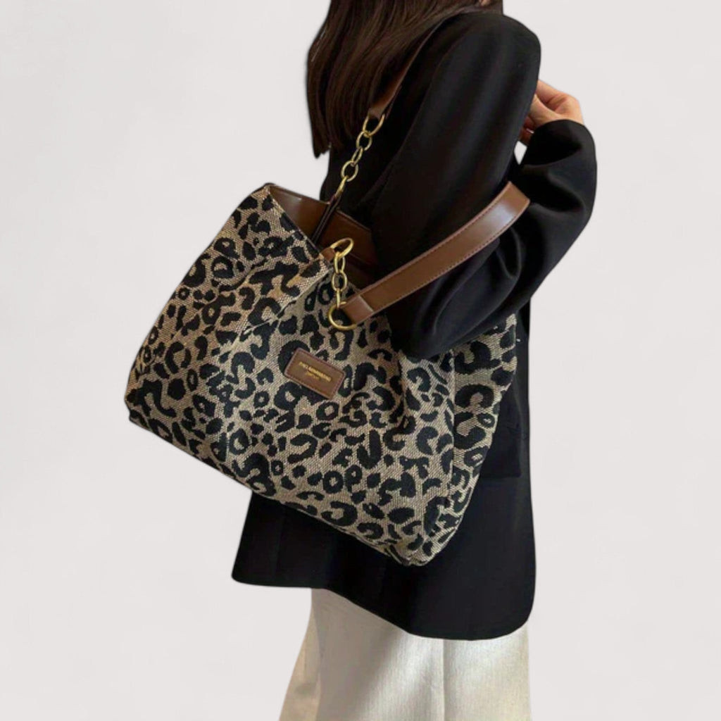 GEOVANA | SHOPPINGTASKE I CANVAS MED LEOPARDMØNSTER