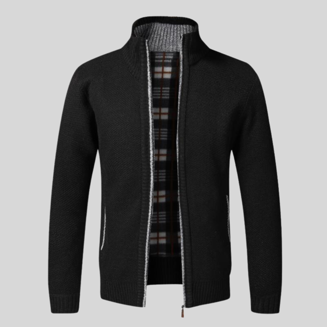 Ejner - Strikket vest med ternet mønster indeni