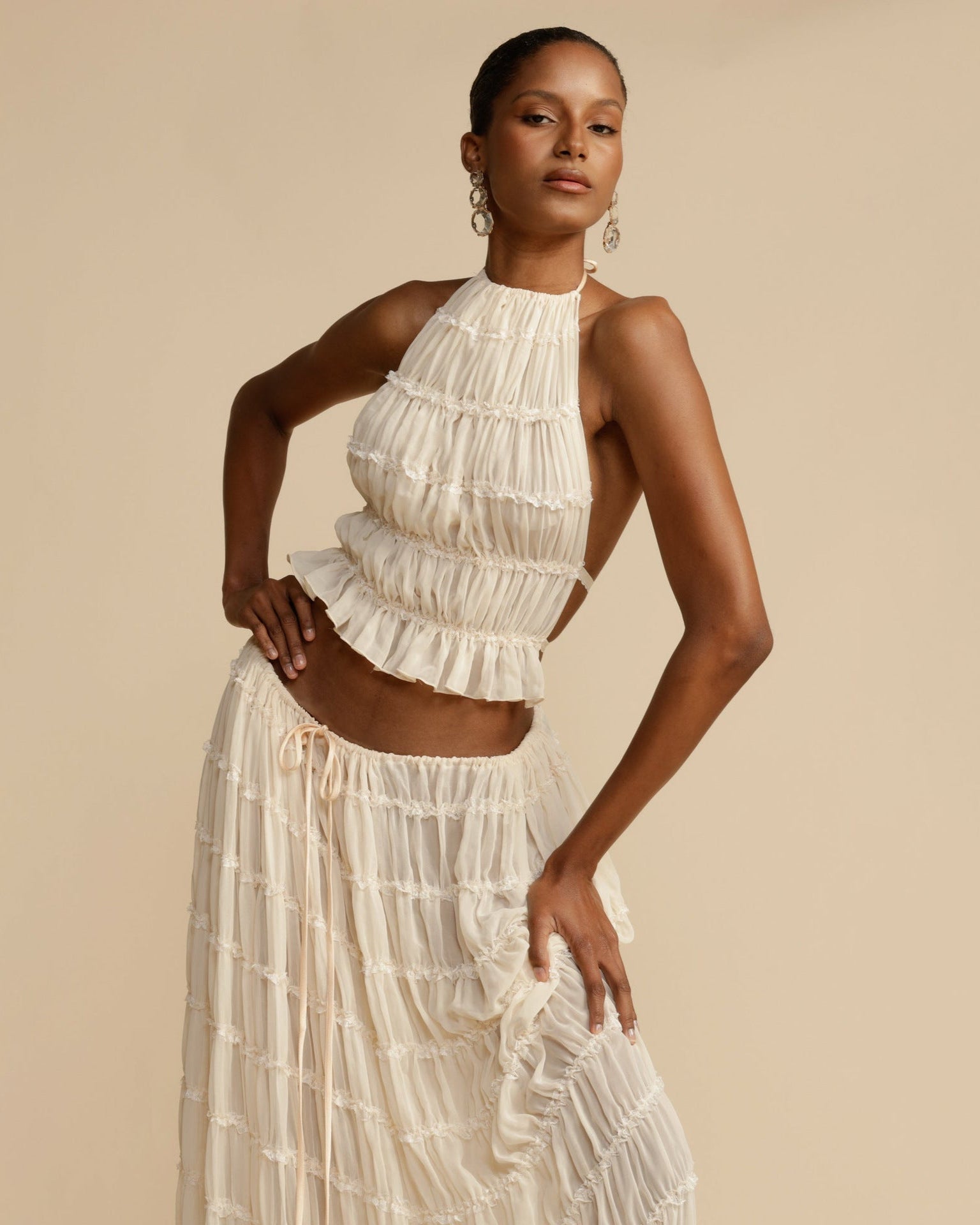 Sæt Elena | Haltertop + Nederdel – Let & Åndbar