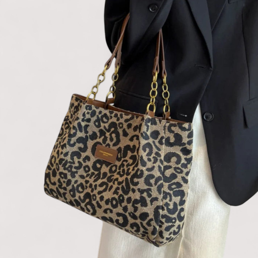 GEOVANA | SHOPPINGTASKE I CANVAS MED LEOPARDMØNSTER