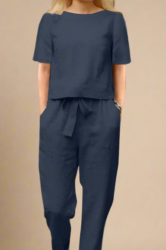 Sæt Emma | Ensfarvede & Komfortable Bukser + Matchende Top