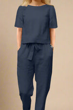 Sæt Emma | Ensfarvede & Komfortable Bukser + Matchende Top