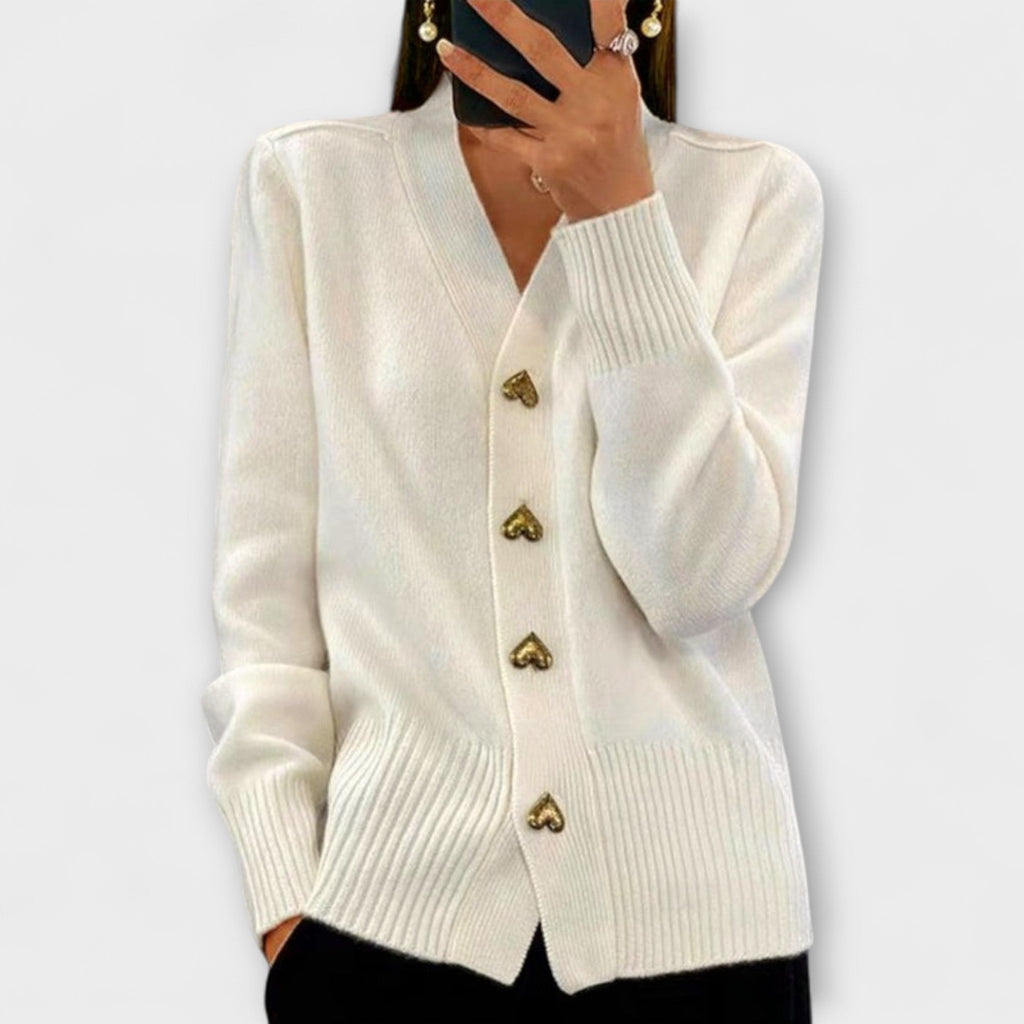 Marij™ | Elegant strikcardigan med hjerteknapper
