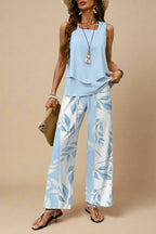 Sæt Denise | Mønstrede Bukser + Ensfarvet Top