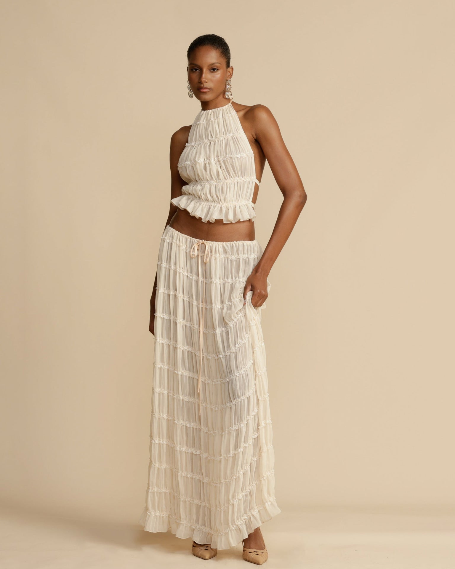 Sæt Elena | Haltertop + Nederdel – Let & Åndbar