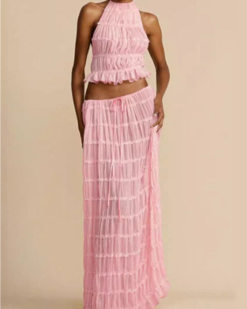 Sæt Elena | Haltertop + Nederdel – Let & Åndbar