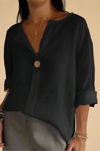 Elena BLUSE | Hørbluse med enkelt knap og elegant komfort