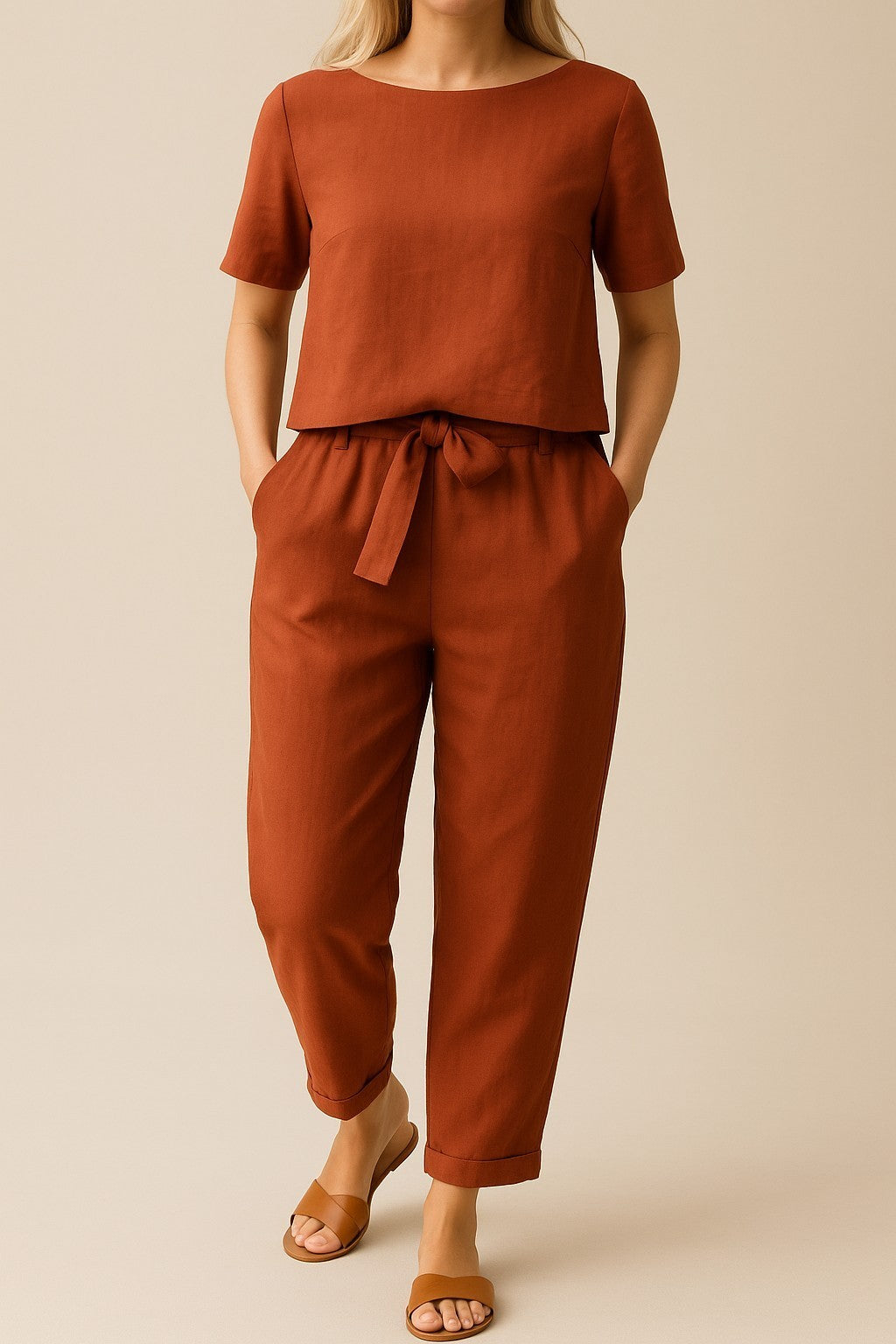 Sæt Emma | Ensfarvede & Komfortable Bukser + Matchende Top