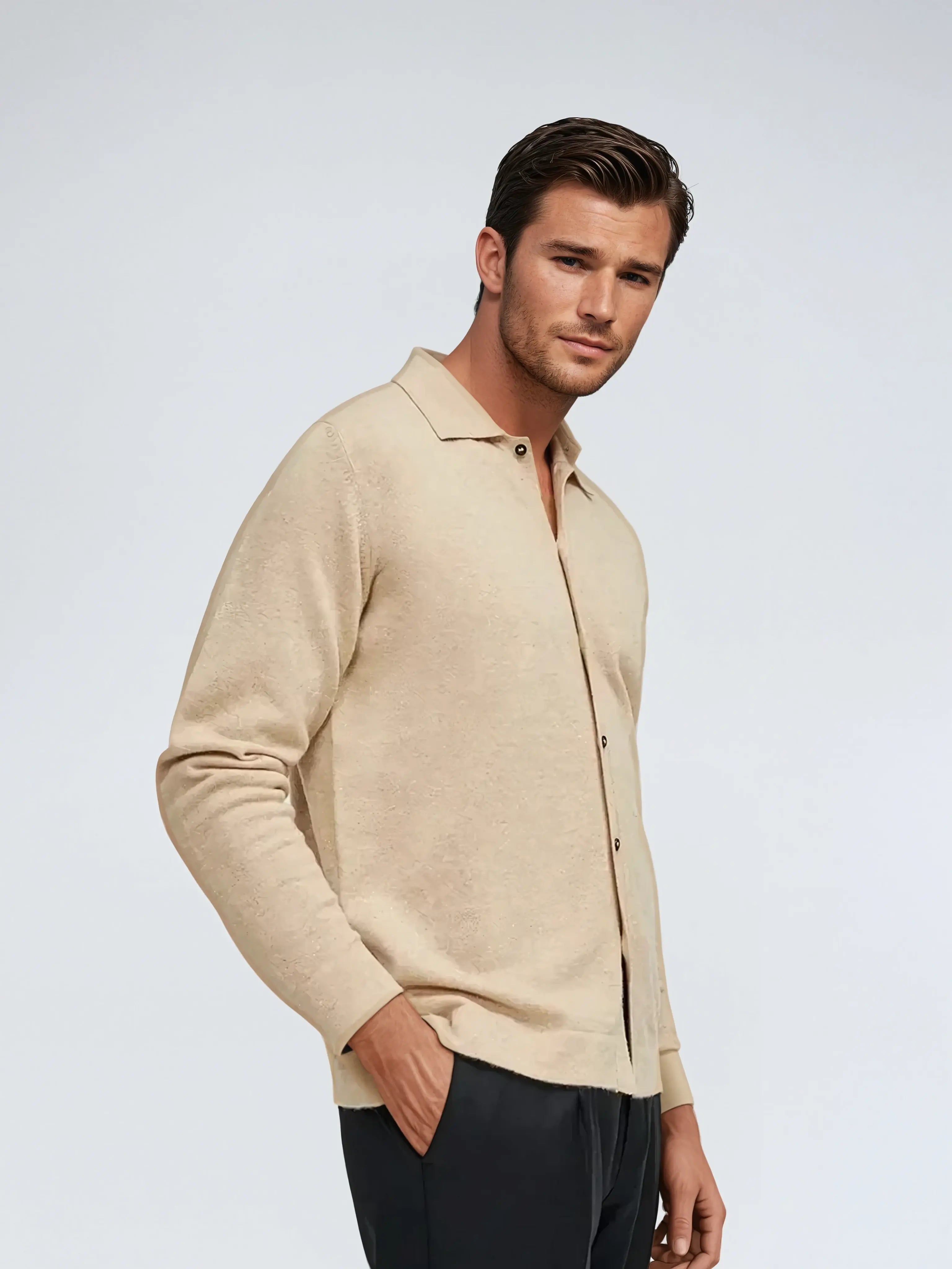 Frederik – Cashwool Skjorte Beige