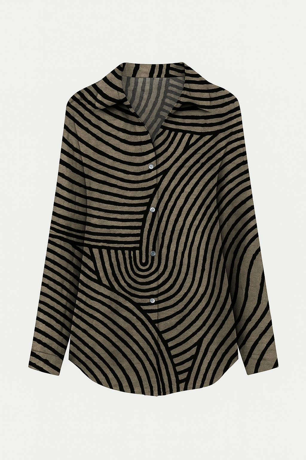 Maya blusen | Langærmet skjorte med grafisk mønster og moderne snit