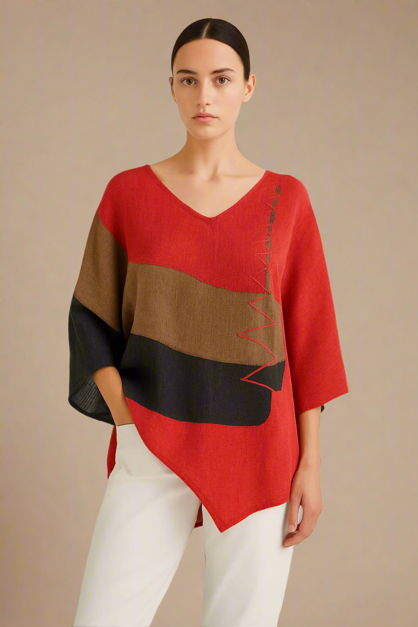 Anna | Stilfuld V-hals Color Block Top