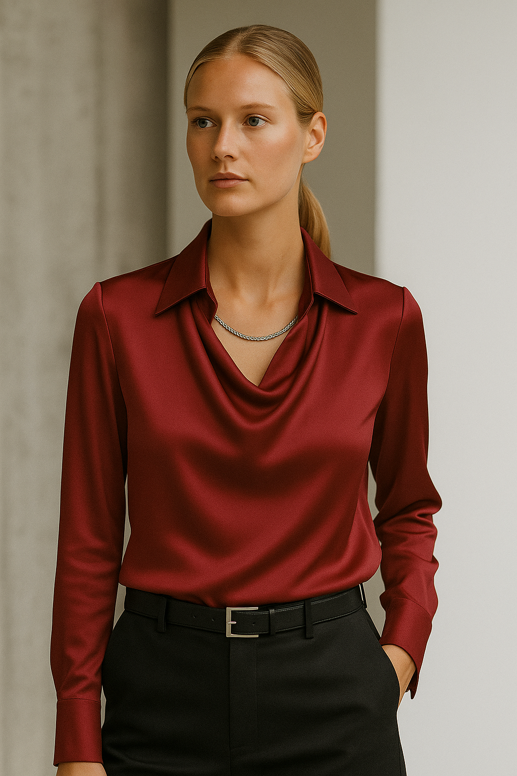 Luna satengbluse | Tidløs silhuett med moderne glans