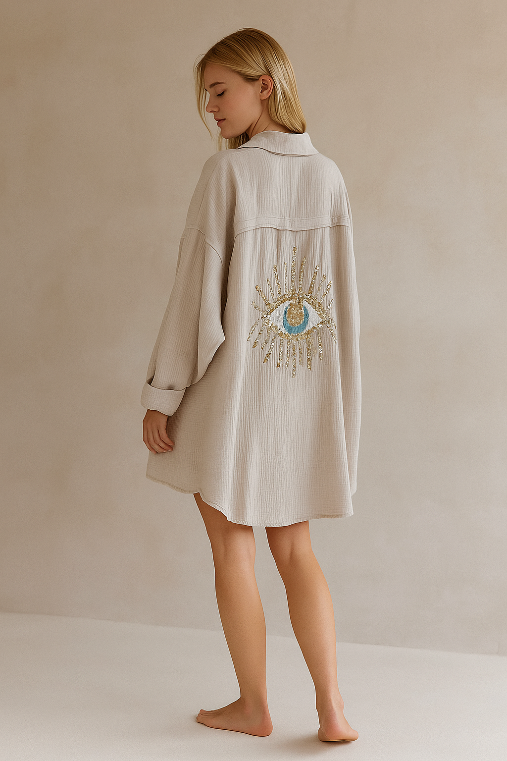 Selma | Blå Øje Skjorte i Bomuldsgaze