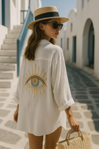 Selma | Blå Øje Skjorte i Bomuldsgaze