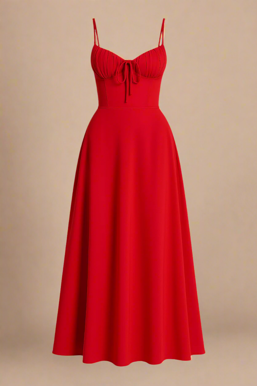 Nora Kjole | Lang kjole med corsage-top og tynde stropper