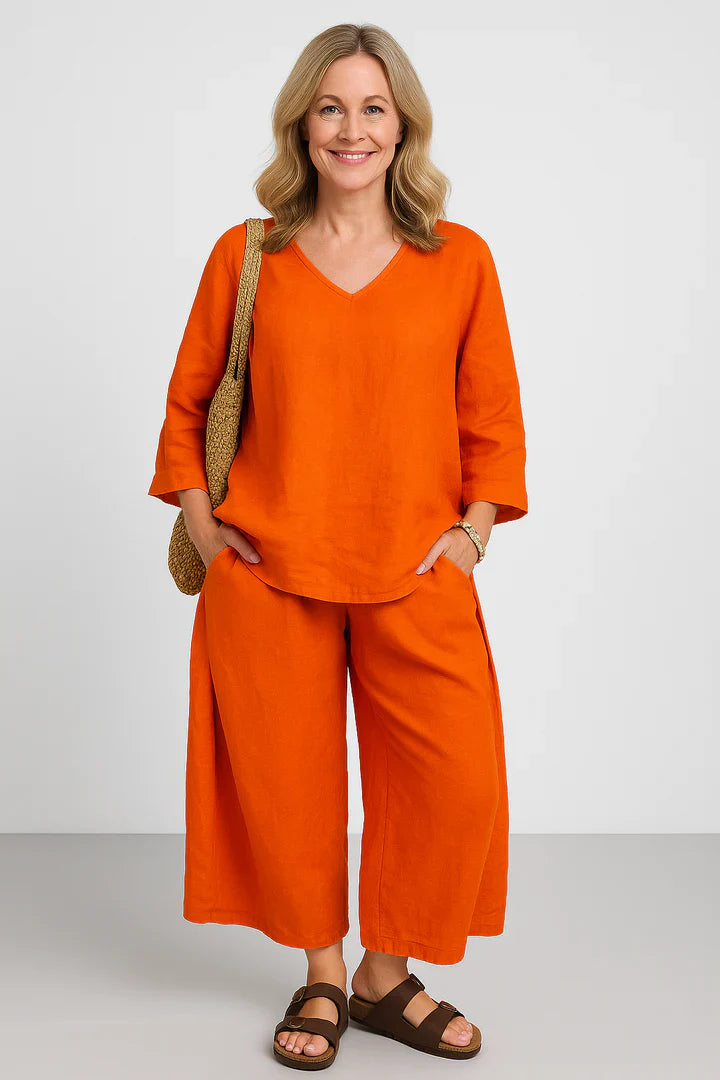 Sæt Elina | Ensfarvede & komfortable bukser + matchende top