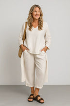 Sæt Elina | Ensfarvede & komfortable bukser + matchende top