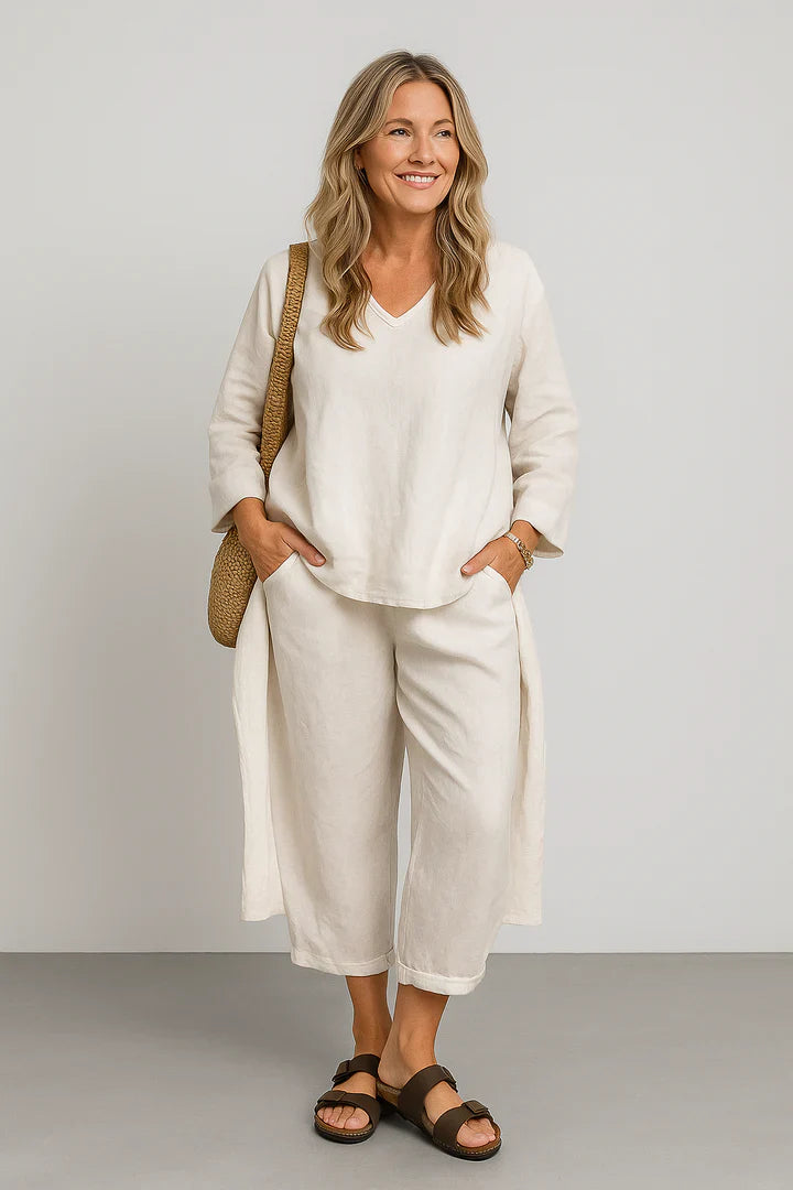 Sæt Elina | Ensfarvede & komfortable bukser + matchende top