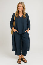 Sæt Elina | Ensfarvede & komfortable bukser + matchende top