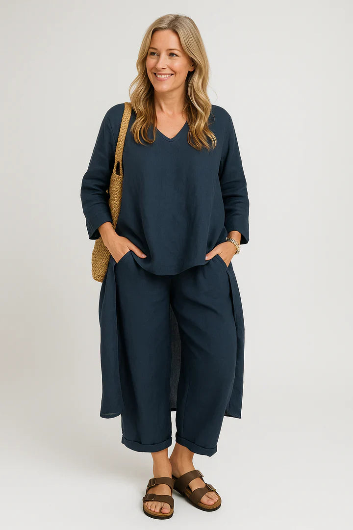 Sæt Elina | Ensfarvede & komfortable bukser + matchende top