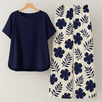 Sofia | Mønstrede Bukser + Ensfarvet Top