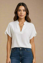 Elora Bluse | Elegant V-udskæring og løse ærmer