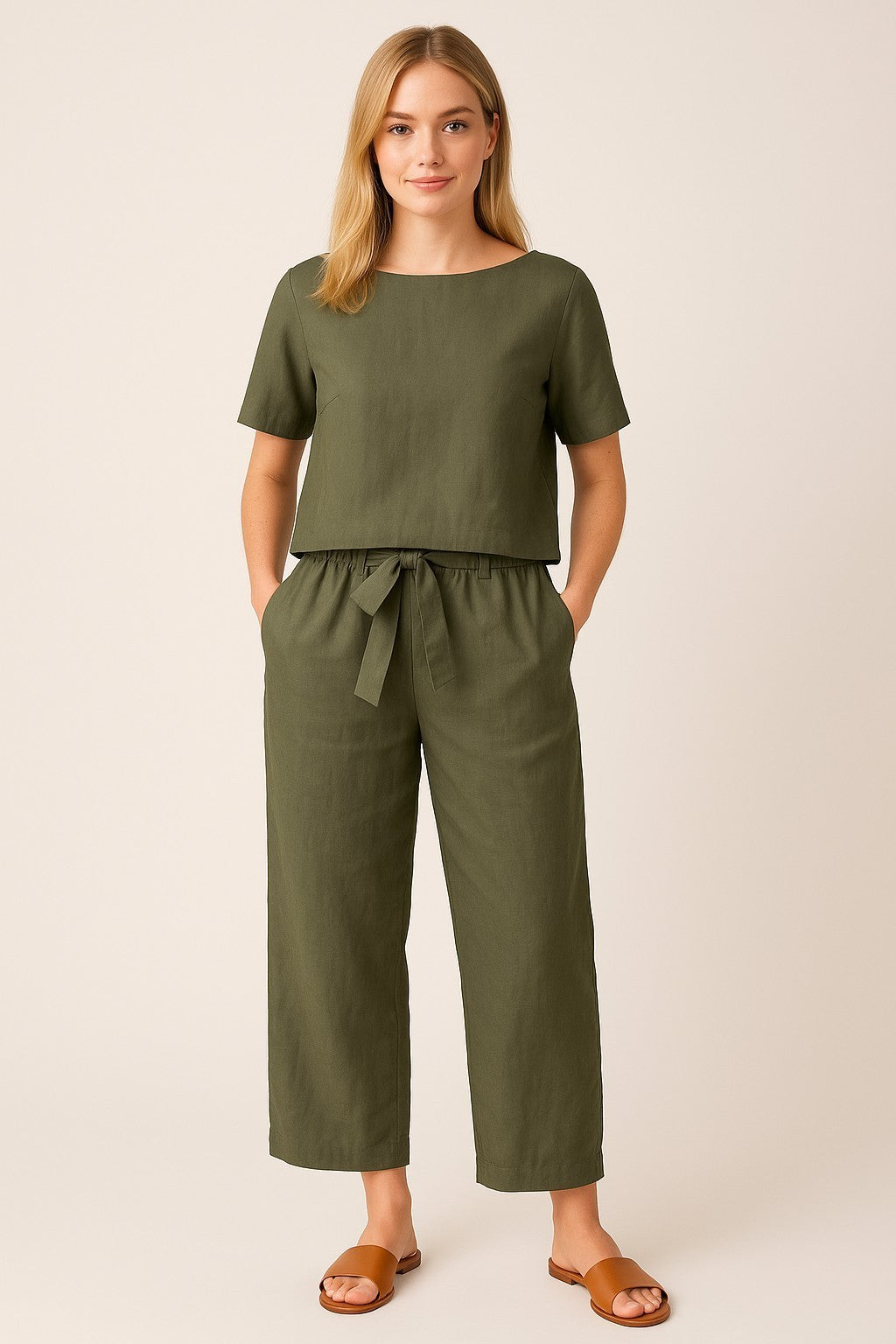 Sæt Emma | Ensfarvede & Komfortable Bukser + Matchende Top