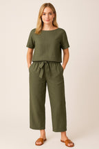 Sæt Emma | Ensfarvede & Komfortable Bukser + Matchende Top