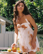 Karen | Let og romantisk chiffonkjole med blomsterprint