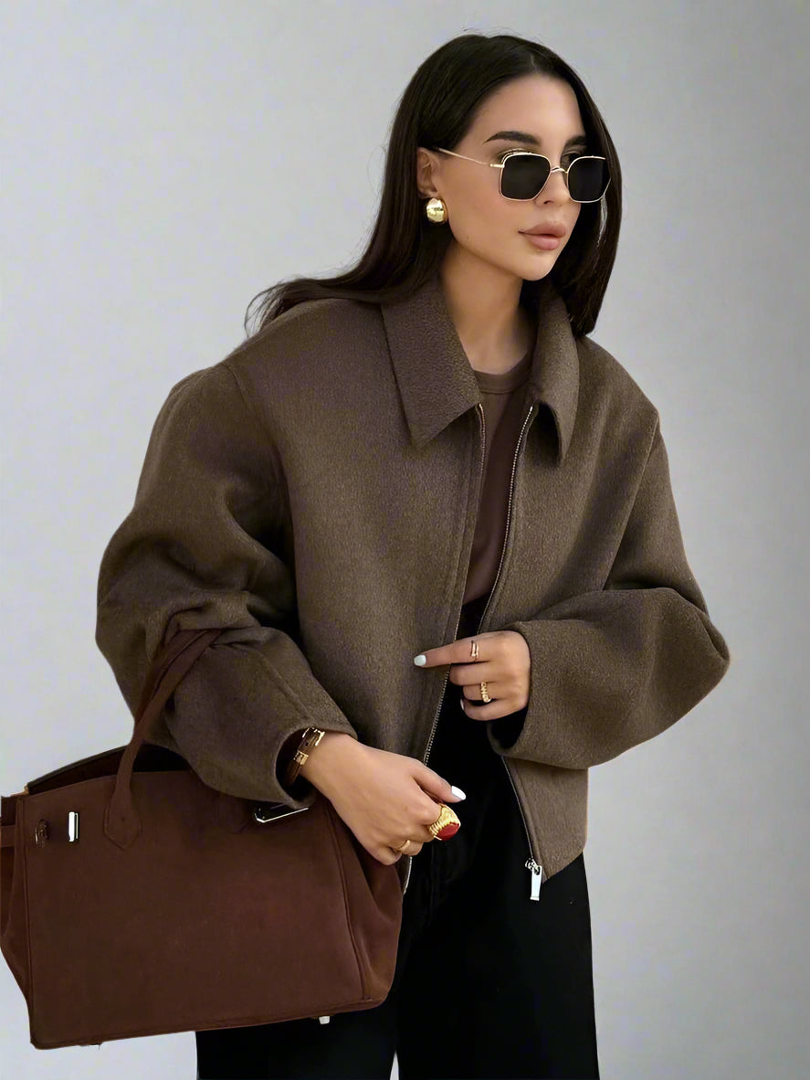 Kirsten | Elegant Brun Uldjakke