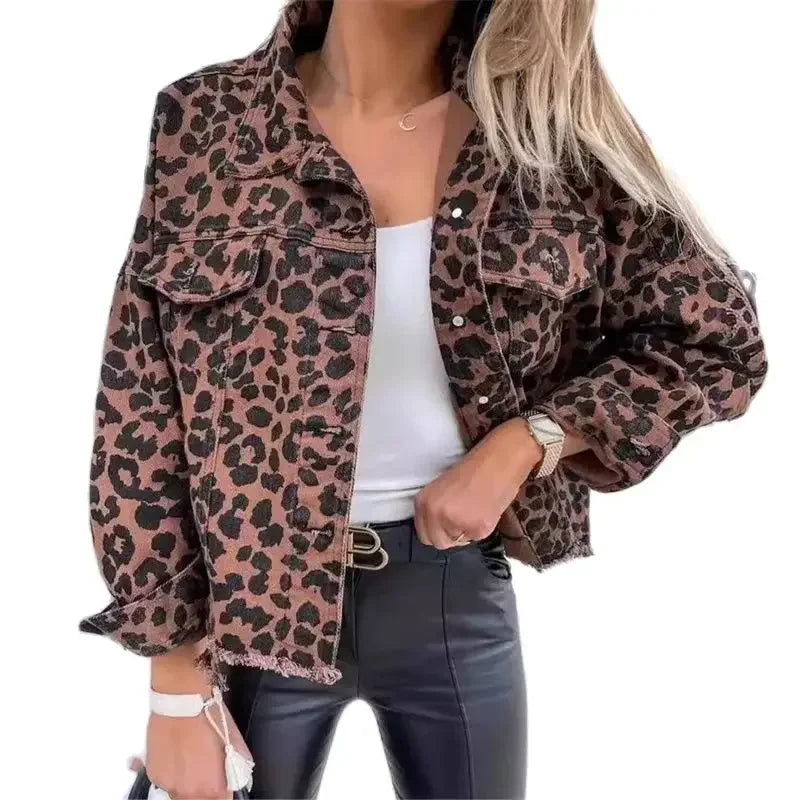 Selma | Leopard Denimfrakke