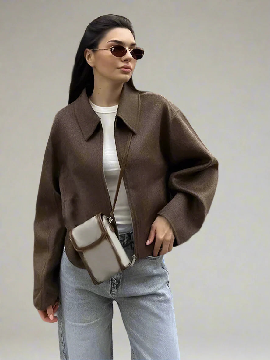 Kirsten | Elegant Brun Uldjakke