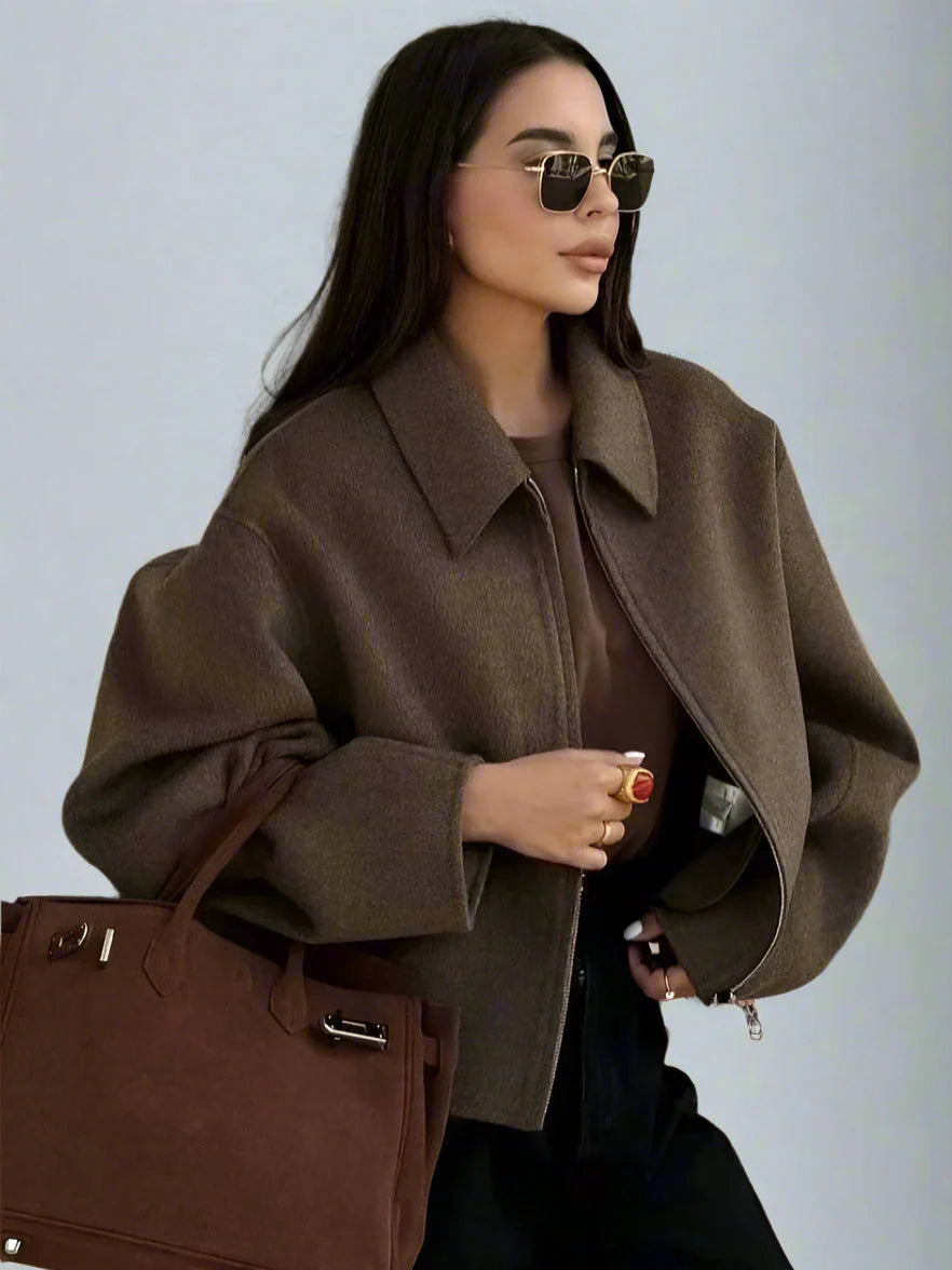 Kirsten | Elegant Brun Uldjakke