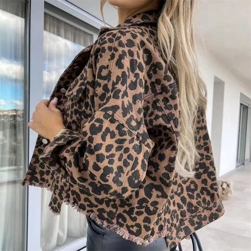 Selma | Leopard Denimfrakke