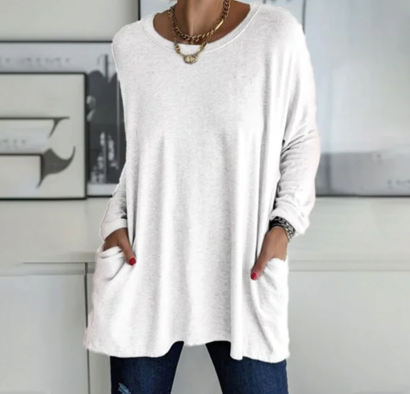 Ava™ | Casual Oversized Tunic Top med lommer