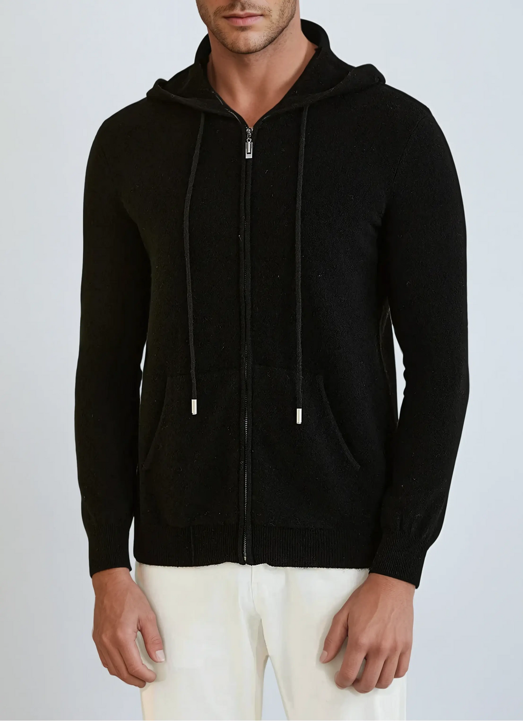 Rasmus – Cashmere Knit Zip Vest Sort