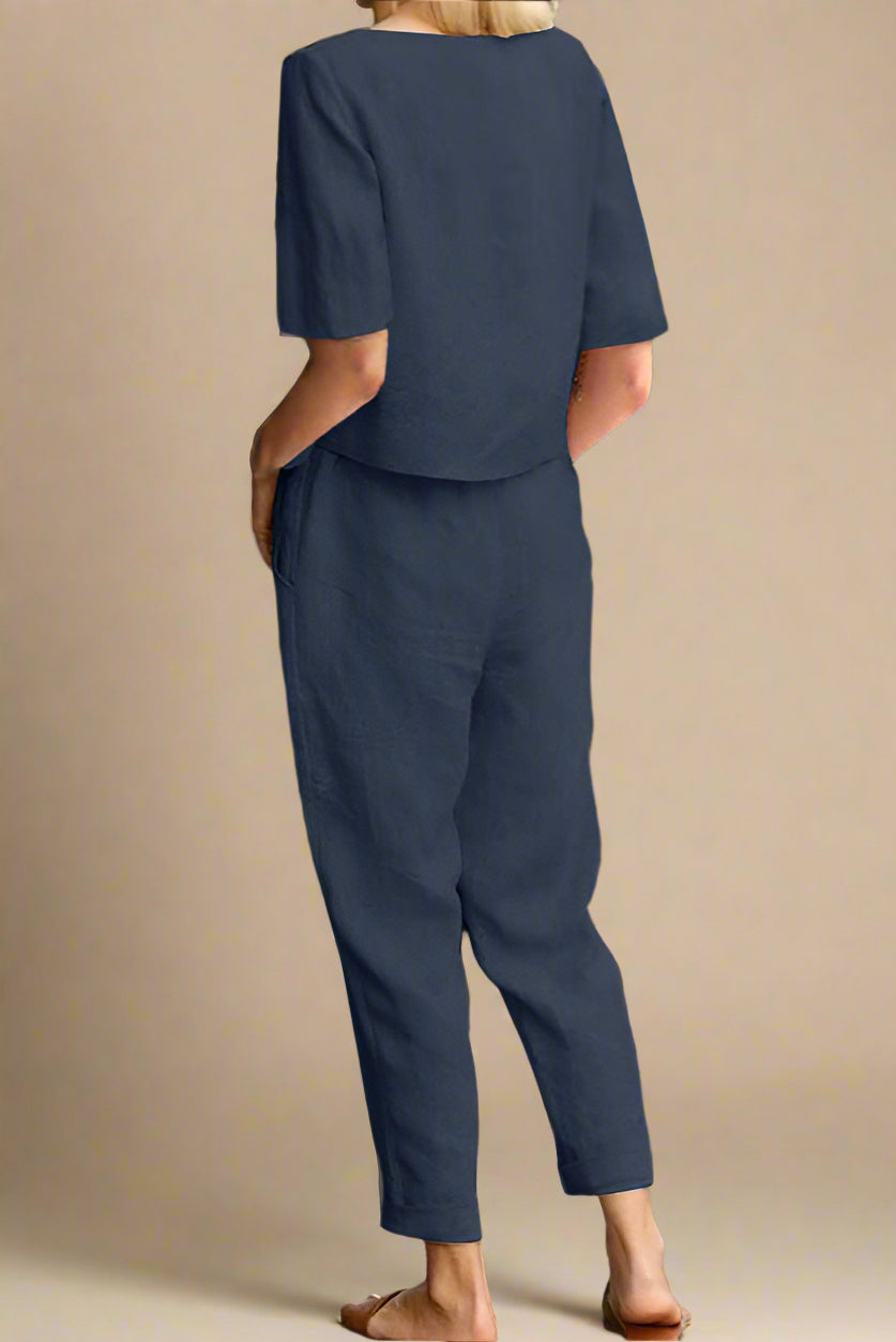 Sæt Emma | Ensfarvede & Komfortable Bukser + Matchende Top