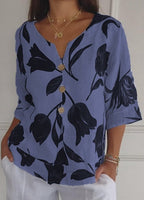 Astrid | Blomstret bluse med knap foran