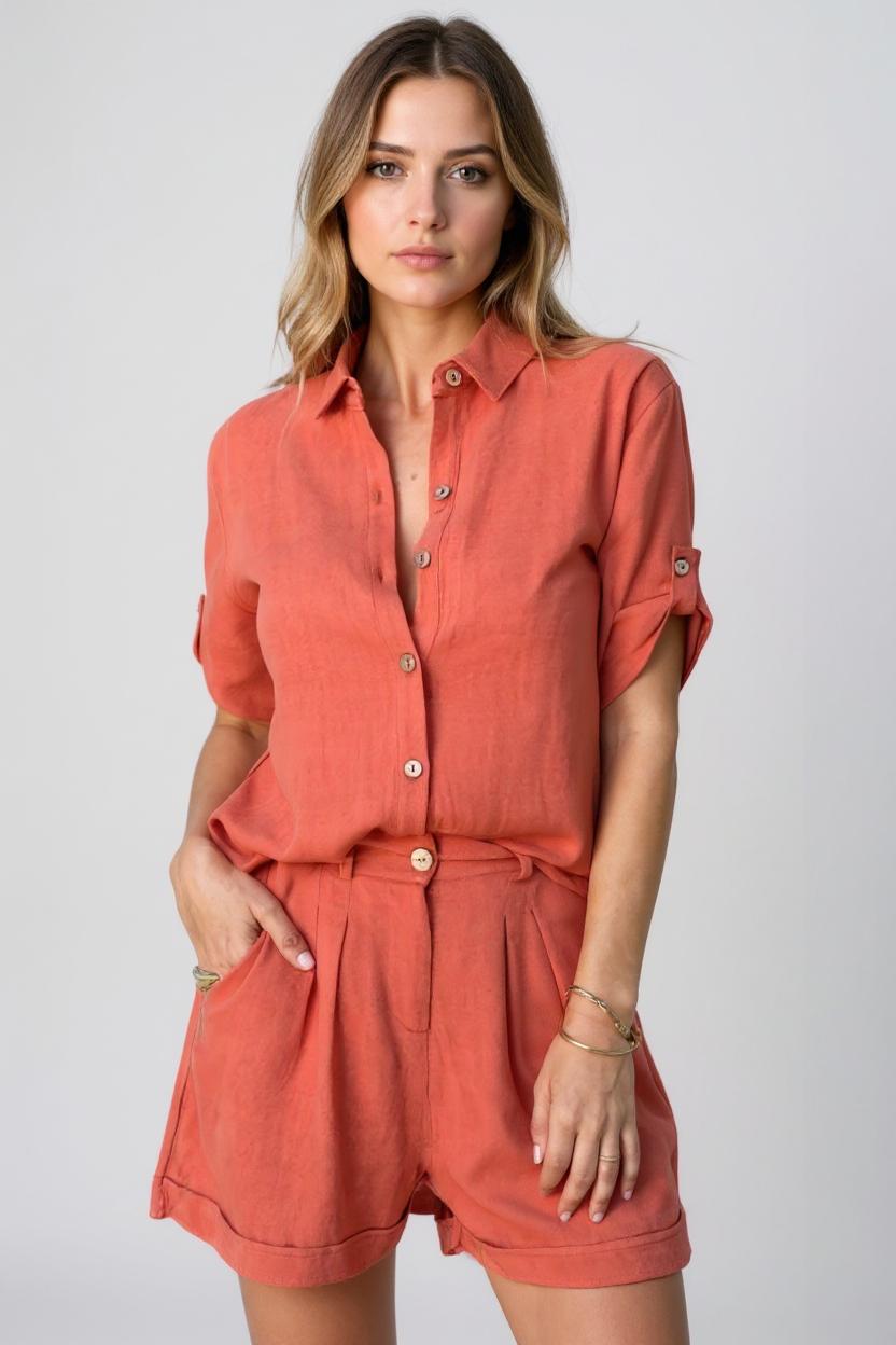 Sæt Lina | Luftige Linnedbukser + Matchende Skjorte