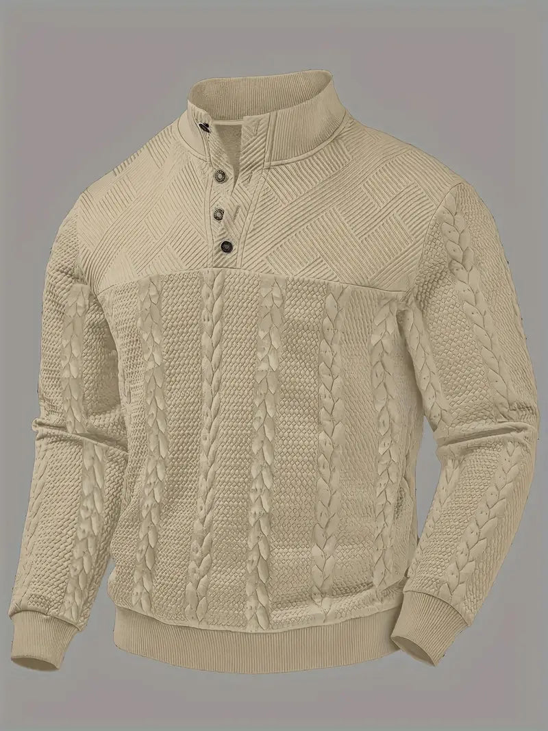 Dawson - Langærmet Henley Sweater Med Striber