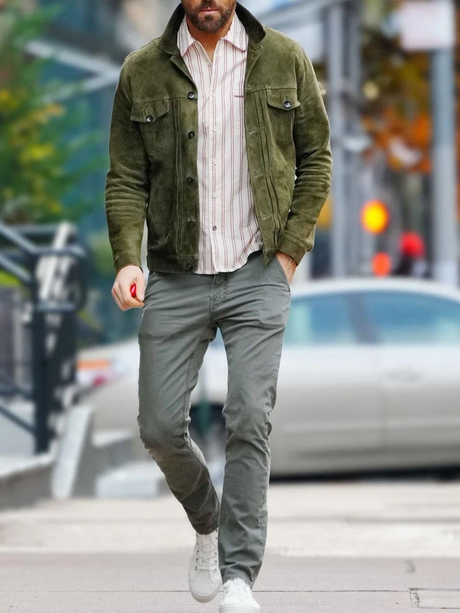 Storm - Herre semsket jakke med knappelukking foran