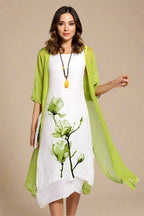 Freja Sæt | Kjole og let lag-på-lag cardigan med blomsterprint