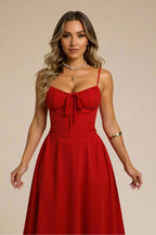 Nora Kjole | Lang kjole med corsage-top og tynde stropper