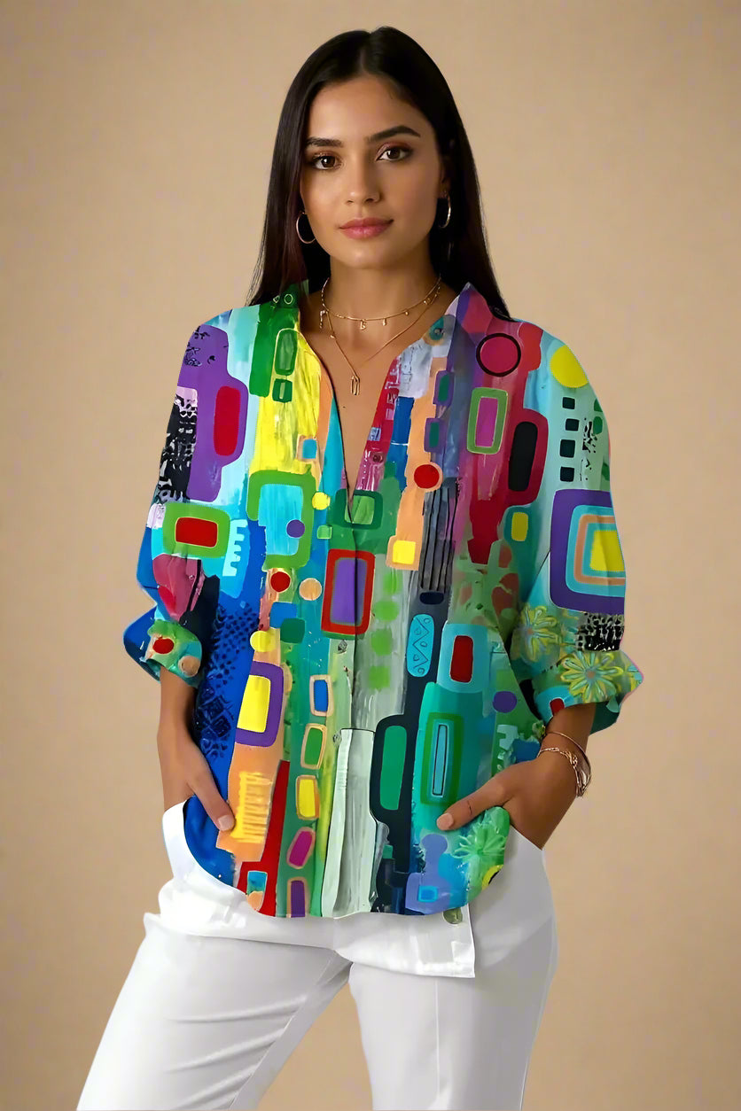 Anine | Bluse med geometrisk mønste