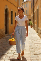 Inaya Bukser | Casual elegance med let struktur & stribet finish