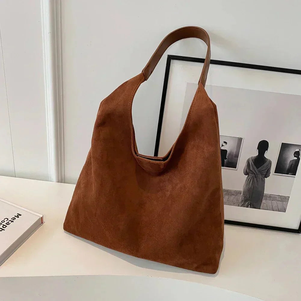 Helga | Stilfuld Ruskind Tote Taske